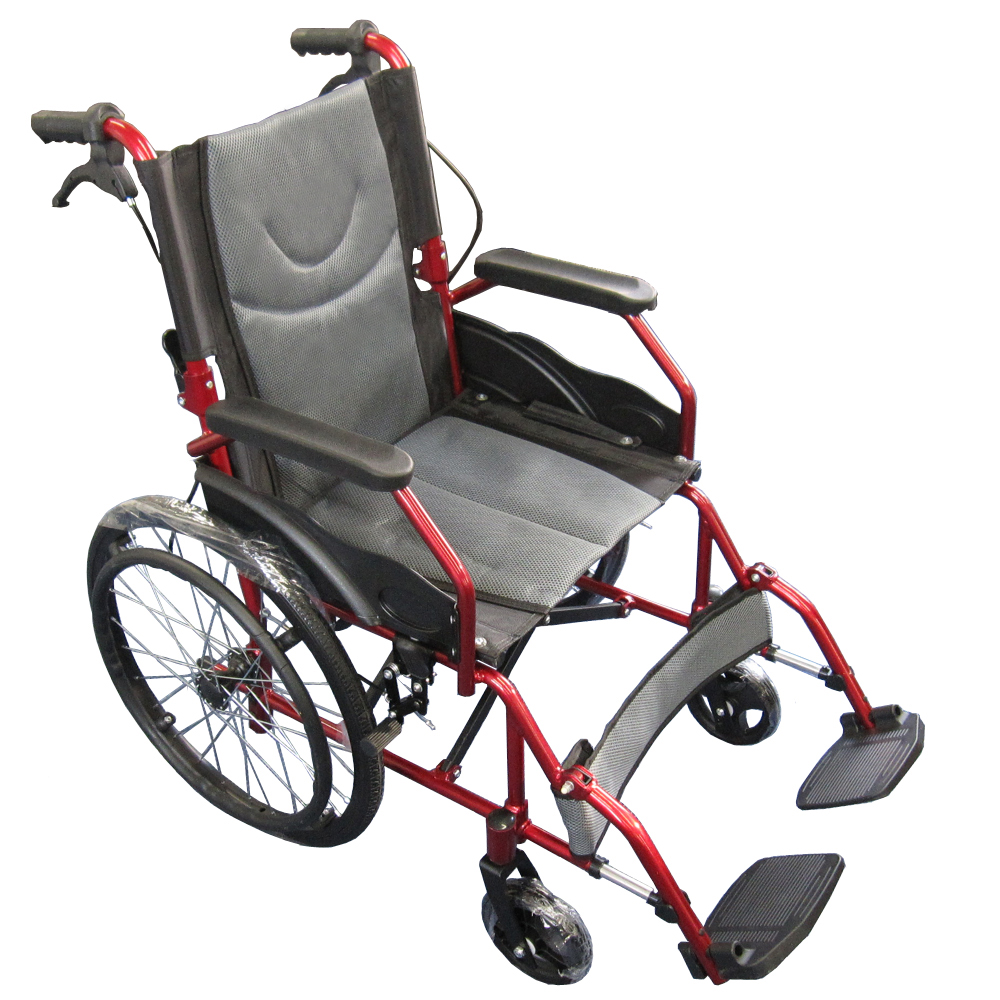 品質保証人気【新品未使用】自走式折畳み車椅子 ワインレッド介助ブレーキ付き十3Dクッション 自助具・リハビリ用品