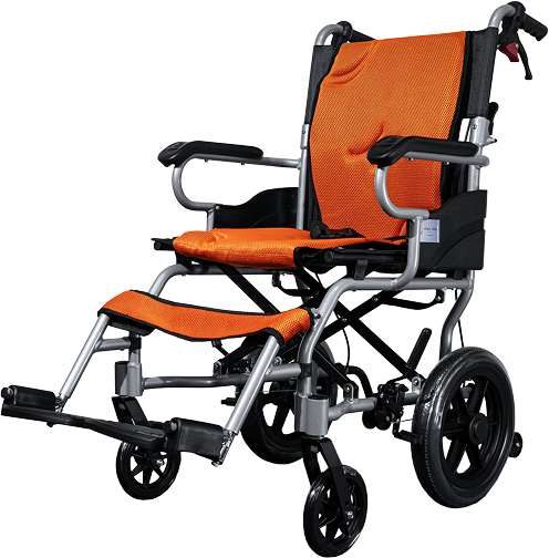 オレンジ色の車椅子